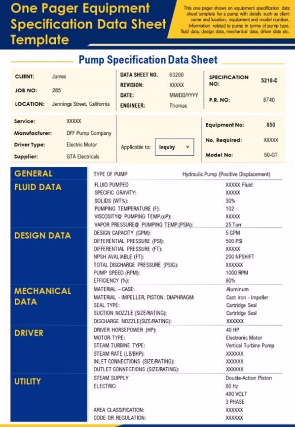 a sample pump datasheet